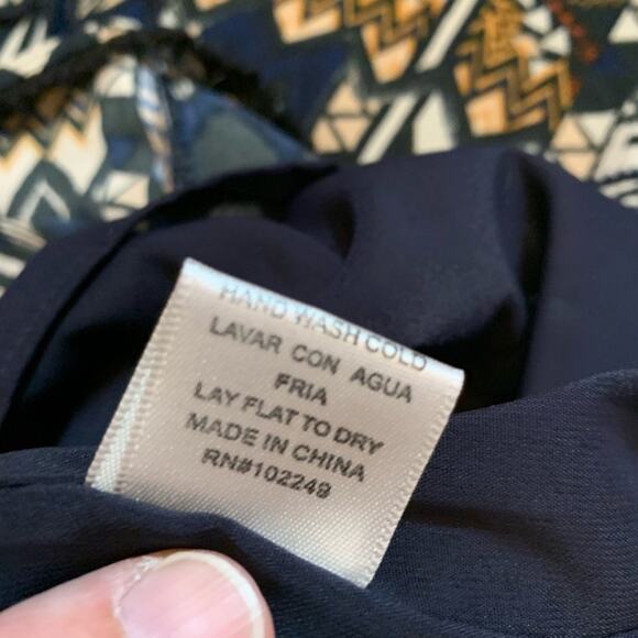 Altar’d State navy cream tribal print shift dress size Extra Small XS - Picture 9 of 10